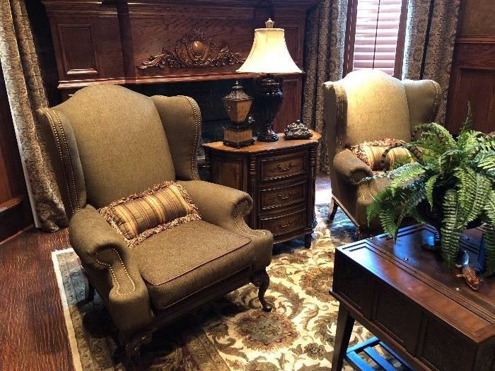 Pair of Taylor King large wing back chairs