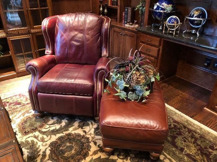 Leather recliner, and ottoman is separate