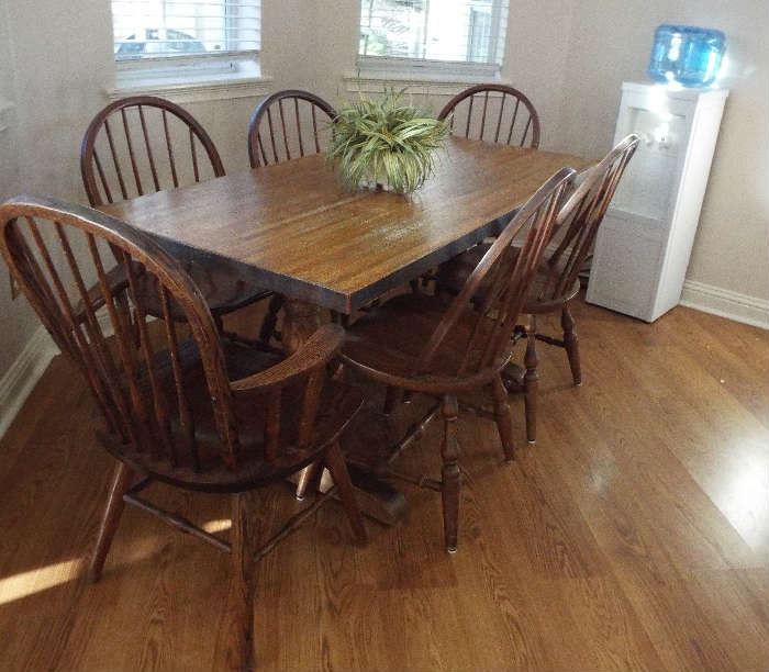 Antique table & six chairs