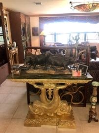 Double Fish Marble Console Table