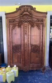 Large Wood Carved Armoire