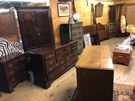 Jenny Lind bed-frame, brand new rustic high-boy dresser, Vintage bed-frames. 