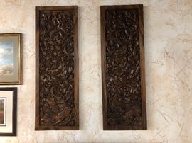 Spectacular carved rosewood panels with foo dogs!