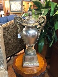 Pair of spectacular metal vases. These are high end antiques and are very heavy.