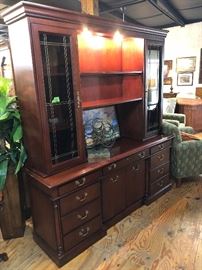 Lighted hutch and credenza.