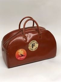 This luggage has a tag on it saying that is was checked into the "Green Goddess" RMS Caronia of the Cunard  White Star lines. This ship was Cunard's most famous liner and was also nicknamed the Millionaires Yacht. What a cool piece of history to have in your home!