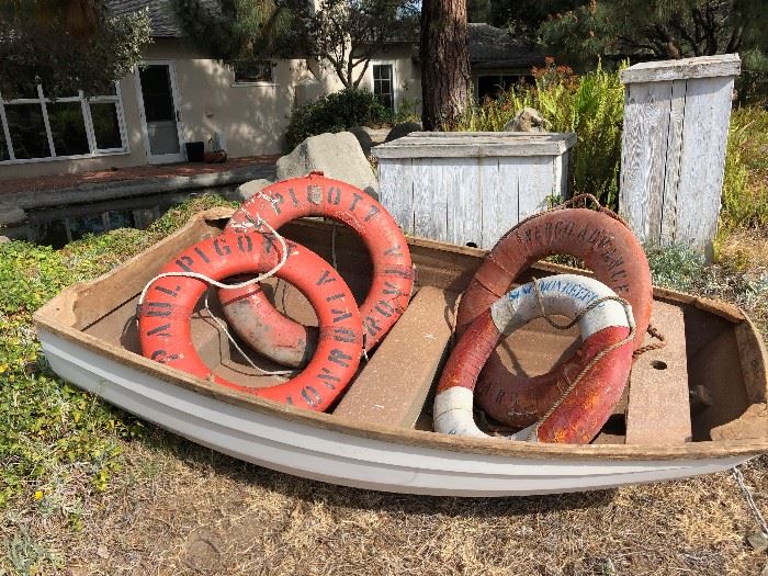 Fiberglass - mahogany made in 1968 in LA (costa Mesa? Newport? ) It has a brass plate that says where it was made and the date. Dingy - Slip and Life Tings 