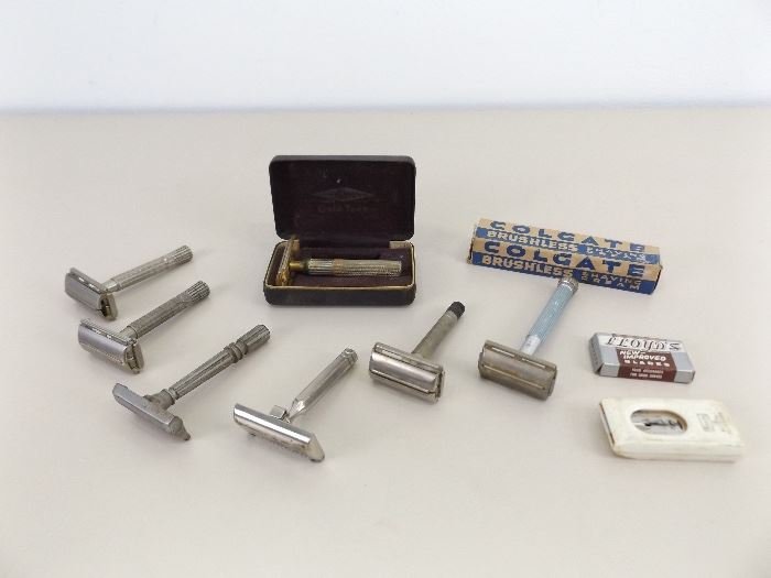 Lot of Antique/Vintage Gillette Safety Razors, etc. and Accessories
