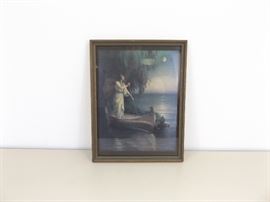 Antique 1930's Zula Kenyon "Neath the Warm Southern Moon" Framed Print
