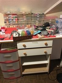 Sewing table and supplies