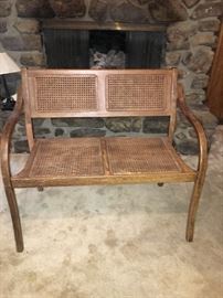 Wood and wicker bench