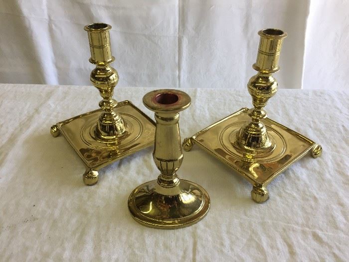 Colonial Williamsburg Virginia Metal Crafters Candle Sticks, (square set matches lamp)