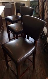 Three Comfortable Leather Bar Stools from Pier 1 Imports