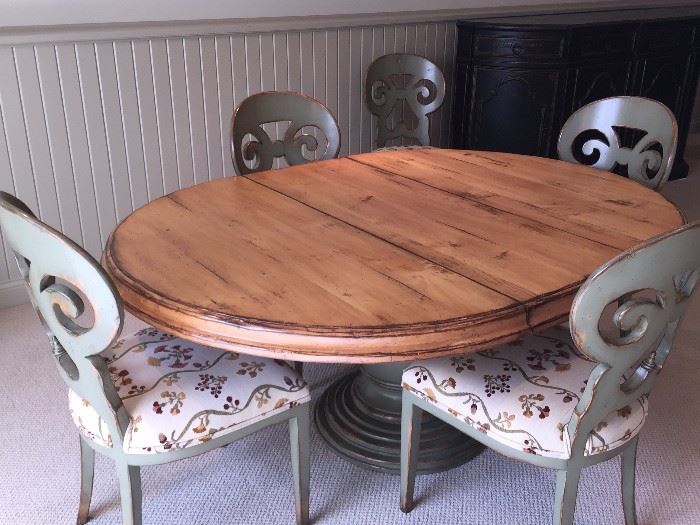 Great "Woodsman" Dining Table with Six  Chairs.