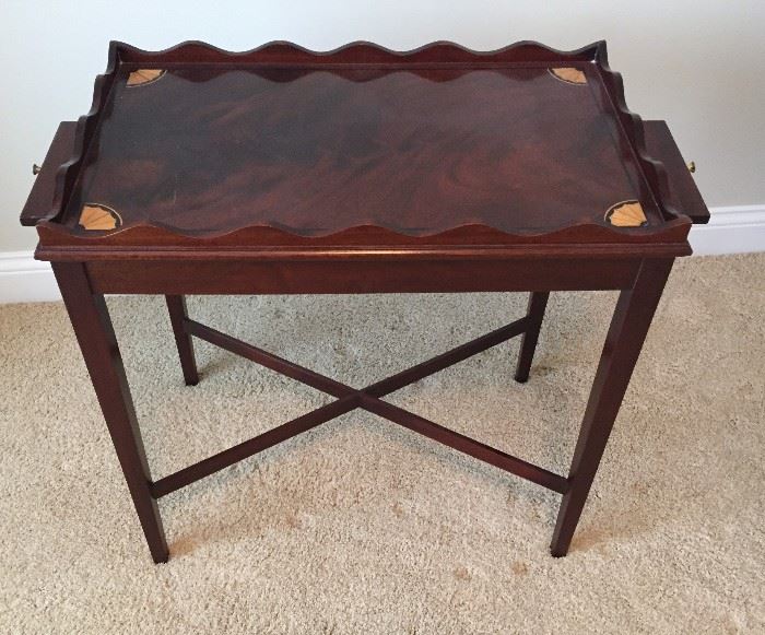 Vintage Side/End Table with Inlay and side pullouts