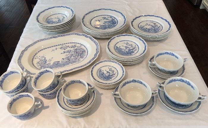 Mason's Ironstone Quail pattern made in England, 49 pieces, place setting for 6 plus serving pieces