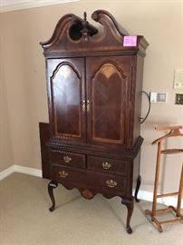 Solid wood burled cabinet for clothes or electronics, Gorgeous!
