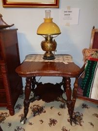 Vintage Oak Table with Glass claw feet