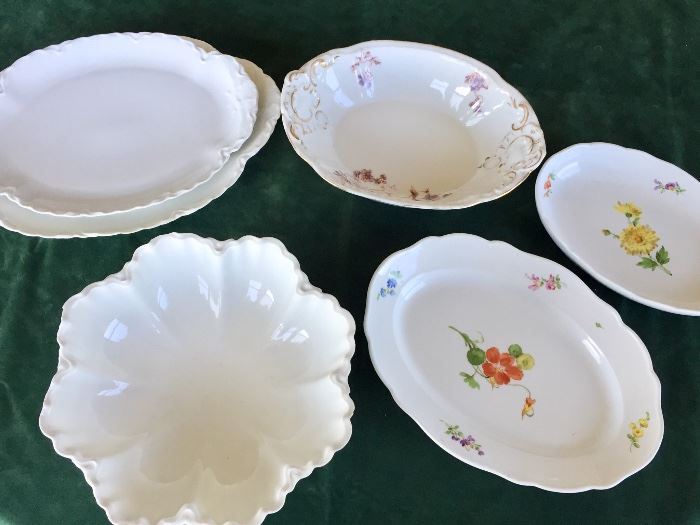 Limoges and Meissen serving pieces
