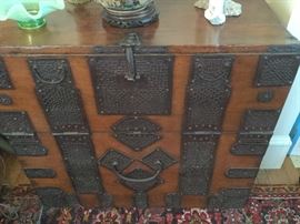Antique Tamsu Merchants Chest with hand hammered hardware