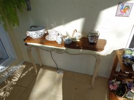 French Country Sofa Table, Accents, Lefton Hand Painted China,  
