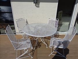 5 Piece White Metal Patio Set