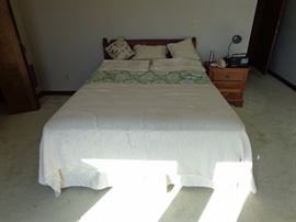 Queen Size Bed, Mattress, Box Spring,  End Table, Lamp, Radio, Telephone
