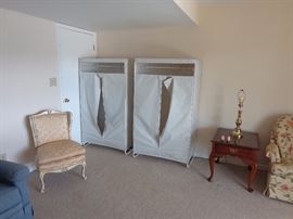 Portable Closets, End Table, Brass Lamp