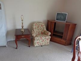 End Table, Broyhill Rocker, Oak Corner TV Unit, TV