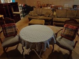 Table with custom made cover for table and chairs