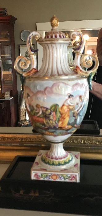 An Italianate lidded urn circa