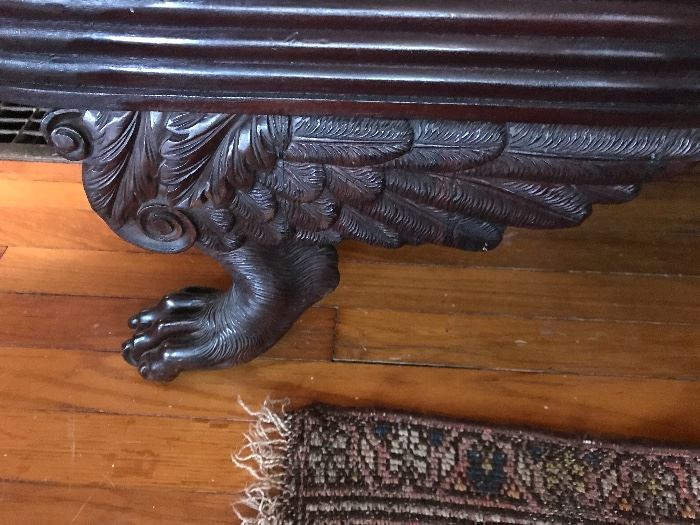 A close up of one of the four feet on the Empire Sofa, please look at the incredible details, it is now being investigated that this sofa was made by Jonnie Hemmings, Thomas Jefferson’s slave, father to Sally Hemmings Jefferson’s mistress 