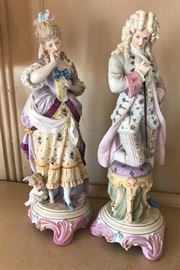  A pair of French bisque figurines of the best quality titled The professor and his mistress 