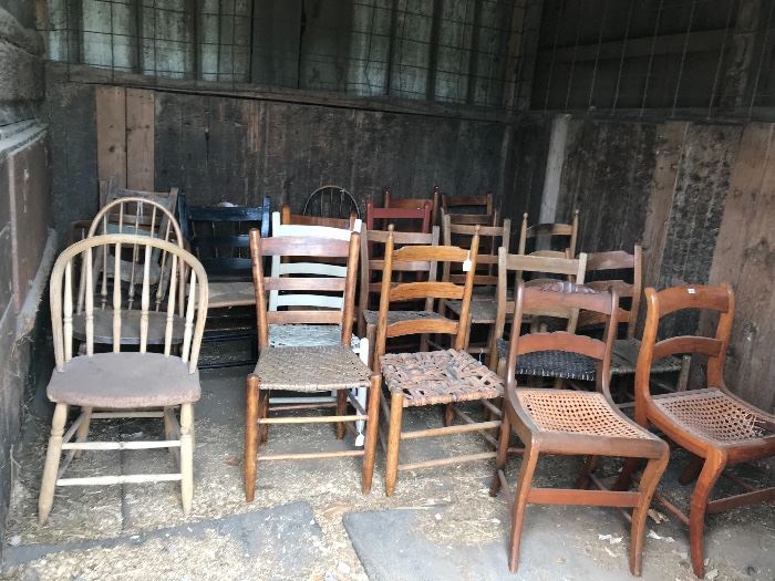 A series  of chairs available in the barn 