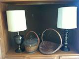 Table lamps and wicker baskets