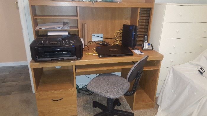 Computer Desk. (Printer & other equipment are not for sale.) Desk Chair