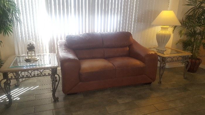 Love Seat & 2 End Tables + Misc