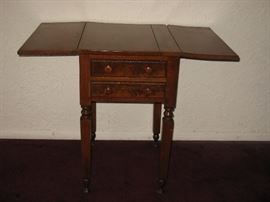 Victorian Burled Walnut Drop-Leaf Parlor Table
