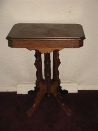 Antique 1800's Carved Victorian Walnut Parlor Marble Top Center 