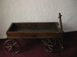 Antique Primitive Stenciled Americana 1800s Wooden  Coaster Child Wagon Store Display - All Original - Has been restored! - MINT!