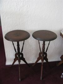 2 Hand Carved Wood Flower Stands