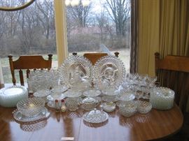 Anchor Hocking Waterford Waffle China - Clear Glass Dinner Set