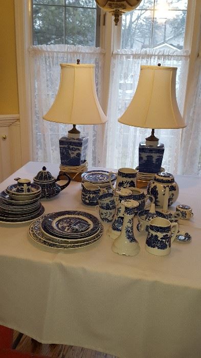 Blue Transfer China & Lamps