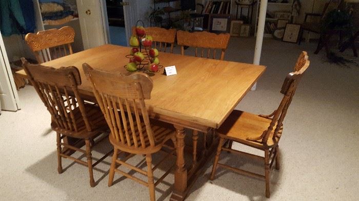 Table with 6 Pressed Back Chairs