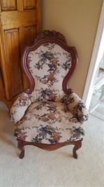 Antique Queen Ann Rose Carved Parlor Chair