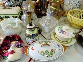 Crystal, Pottery and Milk Glass