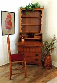 Secretary Desk with Hutch Top and Spindle Chair