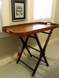 Serving/Coffee Table with Adjustable Faux Bamboo Stand