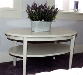 White Oval 2 Tier Table