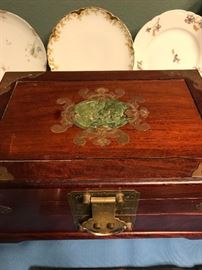 Wood and Jade Chinese Jewelry Box